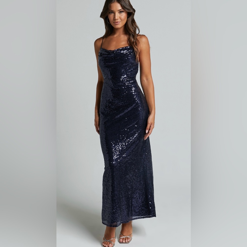 sequin blue dress